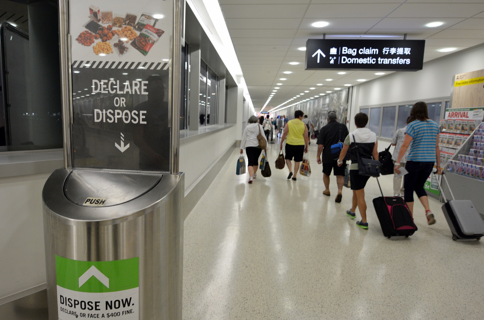 Biosecurity declaration sign at New Zealand airport arrivals